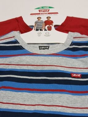 Levi's Boys' Gray, Blue & Red Striped Short-Sleeve Tee